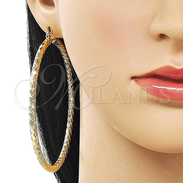 Gold Filled Hoop Earrings — Extra Large Hoop Hollow Design Diamond Cutting 02. — alternate product view — SKU 163263 | Oro Laminado aretes de aro — Extra Large Hoop Hollow diseño Diamond Cutting 02. — SKU 163263