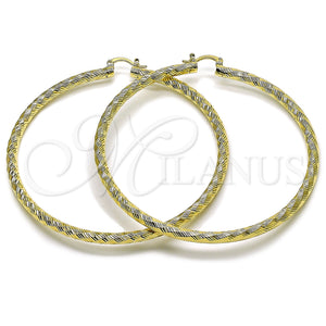 Gold Filled Hoop Earrings — Extra Large Hoop Hollow Design Diamond Cutting 02. — main product view — SKU 163263 | Oro Laminado aretes de aro — Extra Large Hoop Hollow diseño Diamond Cutting 02. — SKU 163263