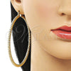 Oro Laminado Extra Large Hoop, Gold Filled Style Twist and Hollow Design, Diamond Cutting Finish, Golden Finish, 02.170.0274.80