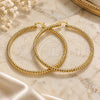 Oro Laminado Extra Large Hoop, Gold Filled Style Twist and Hollow Design, Diamond Cutting Finish, Golden Finish, 02.170.0274.80