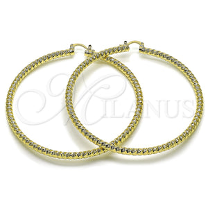 Gold Filled Hoop Earrings — Extra Large Hoop Twist and Hollow Design Diamond — main product view — SKU 163264 | Oro Laminado aretes de aro — Extra Large Hoop Twist and Hollow diseño Diamond — SKU 163264
