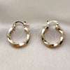 Oro Laminado Small Hoop, Gold Filled Style Twist Design, Polished, Golden Finish, 02.170.0594.20