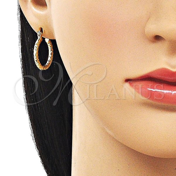 Gold Filled Hoop Earrings — Small Hoop Diamond Cutting 02. — alternate product view — SKU 163267 | Oro Laminado aretes de aro — aro pequeño Diamond Cutting 02. — SKU 163267