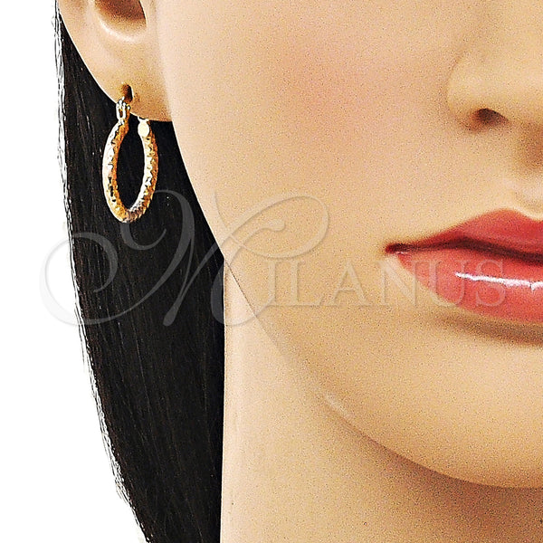 Gold Filled Hoop Earrings — Small Hoop Diamond Cutting Tricolor 02. — alternate product view — SKU 163268 | Oro Laminado aretes de aro — aro pequeño Diamond Cutting Tricolor 02. — SKU 163268