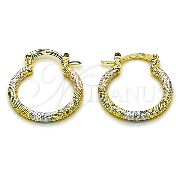 Oro Laminado Small Hoop, Gold Filled Style Matte Finish, Tricolor, 02.170.0595.1.20