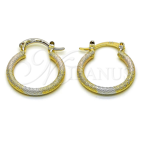 Oro Laminado Small Hoop, Gold Filled Style Matte Finish, Tricolor, 02.170.0595.1.20