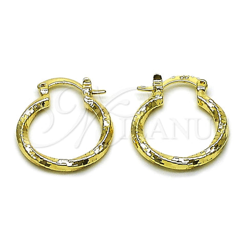 Oro Laminado Small Hoop, Gold Filled Style Diamond Cutting Finish, Golden Finish, 02.170.0543.20