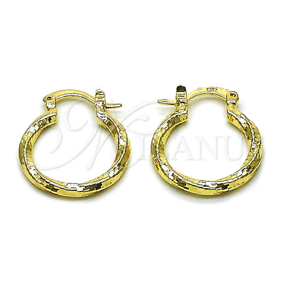 Gold Filled Hoop Earrings — Small Hoop Twist Design Diamond Cutting 02. for wholesale, main product view