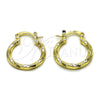 Oro Laminado Small Hoop, Gold Filled Style Twist Design, Diamond Cutting Finish, Golden Finish, 02.170.0543.20