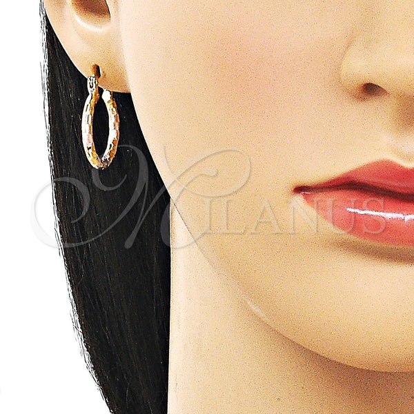 Gold Filled Hoop Earrings — Small Hoop Diamond Cutting Tricolor 02. — alternate product view — SKU 163272 | Oro Laminado aretes de aro — aro pequeño Diamond Cutting Tricolor 02. — SKU 163272