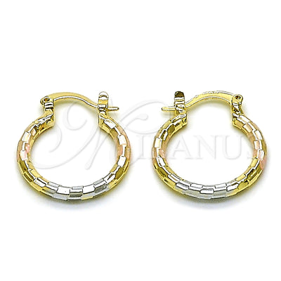 Gold Filled Hoop Earrings — Small Hoop Diamond Cutting Tricolor 02. for wholesale, main product view