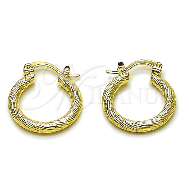 Oro Laminado Small Hoop, Gold Filled Style Diamond Cutting Finish, Golden Finish, 02.213.0247.20