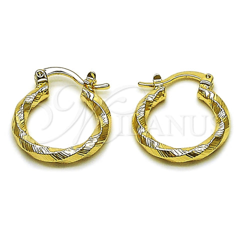 Oro Laminado Small Hoop, Gold Filled Style Diamond Cutting Finish, Golden Finish, 02.170.0597.20