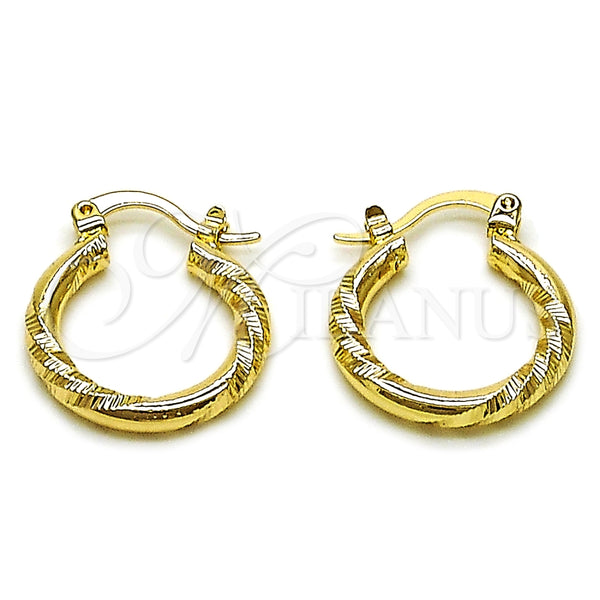 Oro Laminado Small Hoop, Gold Filled Style Diamond Cutting Finish, Golden Finish, 02.170.0598.20