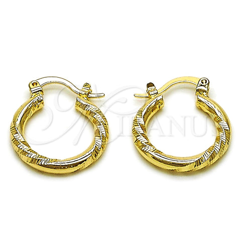 Oro Laminado Small Hoop, Gold Filled Style Diamond Cutting Finish, Golden Finish, 02.170.0598.20