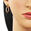 Oro Laminado Small Hoop, Gold Filled Style Diamond Cutting Finish, Tricolor, 02.170.0598.1.20