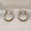 Oro Laminado Small Hoop, Gold Filled Style Twist Design, Diamond Cutting Finish, Golden Finish, 02.170.0599.20