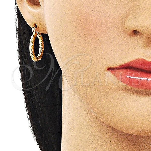 Gold Filled Hoop Earrings — Small Hoop Diamond Cutting 02. — alternate product view — SKU 163279 | Oro Laminado aretes de aro — aro pequeño Diamond Cutting 02. — SKU 163279
