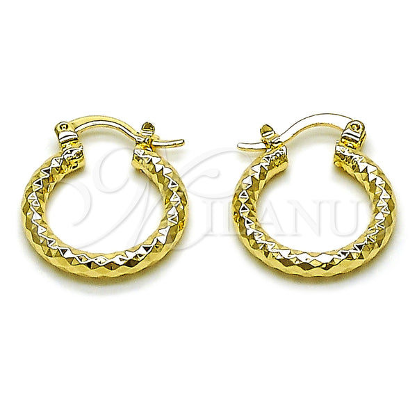 Gold Filled Hoop Earrings — Small Hoop Diamond Cutting 02. — main product view — SKU 163279 | Oro Laminado aretes de aro — aro pequeño Diamond Cutting 02. — SKU 163279