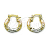 Oro Laminado Small Hoop, Gold Filled Style Diamond Cutting Finish, Tricolor, 02.170.0600.20