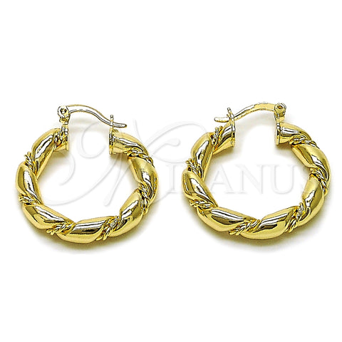 Oro Laminado Medium Hoop, Gold Filled Style and Hollow Polished, Golden Finish, 02.170.0215.30