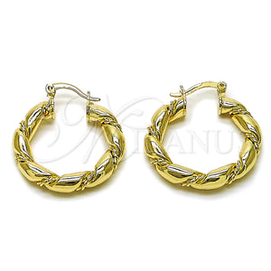 Gold Filled Hoop Earrings — Medium Hoop Twist and Hollow Design Polished 02. — main product view — SKU 163281 | Oro Laminado aretes de aro — Medium Hoop Twist and Hollow diseño pulido 02. — SKU 163281