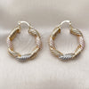Oro Laminado Medium Hoop, Gold Filled Style and Hollow Polished, Tricolor, 02.170.0124.1.30