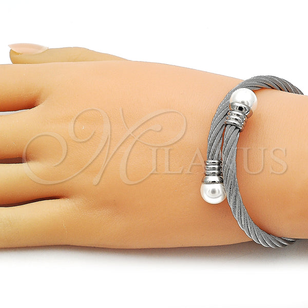 Stainless Steel Jewelry — Individual Bangle Twist and Ball Design with Ivory — alternate product view — SKU 163289 | Acero Inoxidable joyería — Individual Bangle Twist and Ball diseño with Ivory — SKU 163289