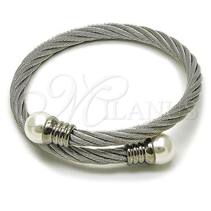 Stainless Steel Jewelry — Individual Bangle Twist and Ball Design with Ivory — main product view — SKU 163289 | Acero Inoxidable joyería — Individual Bangle Twist and Ball diseño with Ivory — SKU 163289