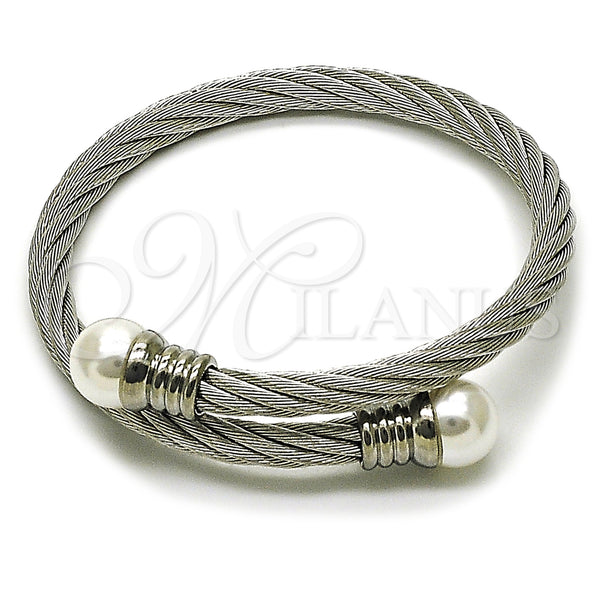Stainless Steel Jewelry — Individual Bangle Twist and Ball Design with Ivory — main product view — SKU 163289 | Acero Inoxidable joyería — Individual Bangle Twist and Ball diseño with Ivory — SKU 163289