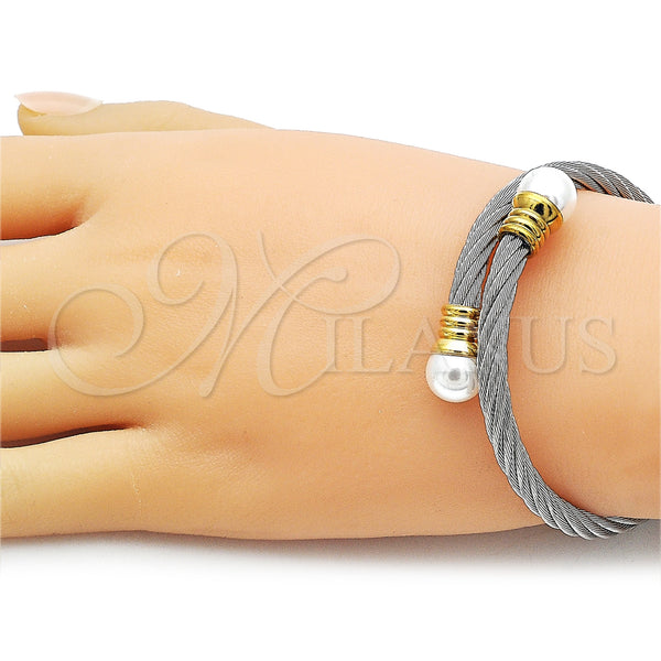 Stainless Steel Jewelry — Individual Bangle Twist and Ball Design with Ivory — alternate product view — SKU 163290 | Acero Inoxidable joyería — Individual Bangle Twist and Ball diseño with Ivory — SKU 163290