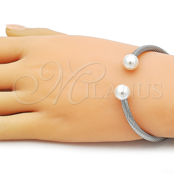 Stainless Steel Jewelry — Individual Bangle Twist and Ball Design with Ivory — alternate product view — SKU 163291 | Acero Inoxidable joyería — Individual Bangle Twist and Ball diseño with Ivory — SKU 163291
