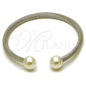 Stainless Steel Jewelry — Individual Bangle Twist and Ball Design with Ivory — main product view — SKU 163291 | Acero Inoxidable joyería — Individual Bangle Twist and Ball diseño with Ivory — SKU 163291