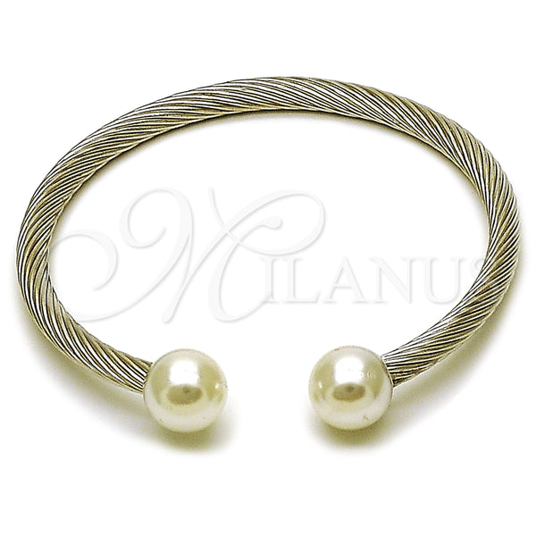 Stainless Steel Jewelry — Individual Bangle Twist and Ball Design with Ivory — main product view — SKU 163291 | Acero Inoxidable joyería — Individual Bangle Twist and Ball diseño with Ivory — SKU 163291