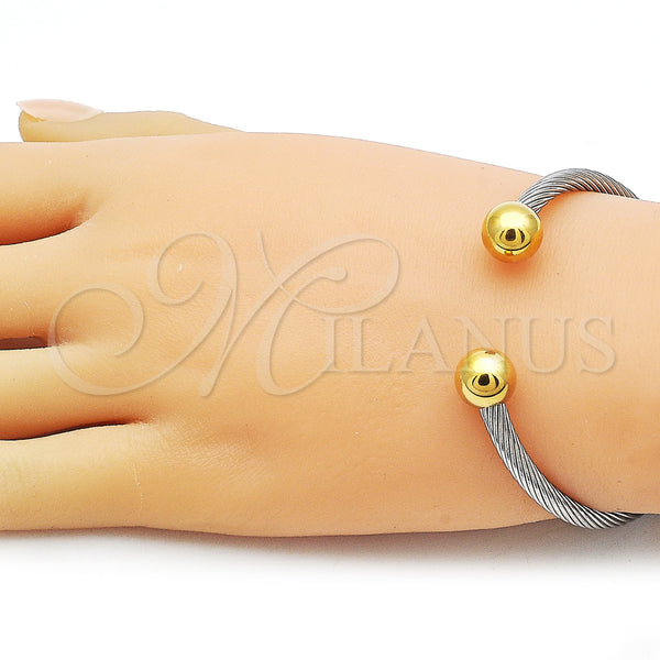 Stainless Steel Jewelry — Individual Bangle Twist and Ball Design Polished Two — alternate product view — SKU 163292 | Acero Inoxidable joyería — Individual Bangle Twist and Ball diseño pulido Two — SKU 163292
