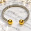 Stainless Steel Individual Bangle, Twist and Ball Design, Polished, Two Tone, 07.138.0022.1 (04 MM Thickness, One size fits all)