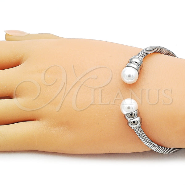 Stainless Steel Jewelry — Individual Bangle Twist and Ball Design with Ivory — alternate product view — SKU 163293 | Acero Inoxidable joyería — Individual Bangle Twist and Ball diseño with Ivory — SKU 163293