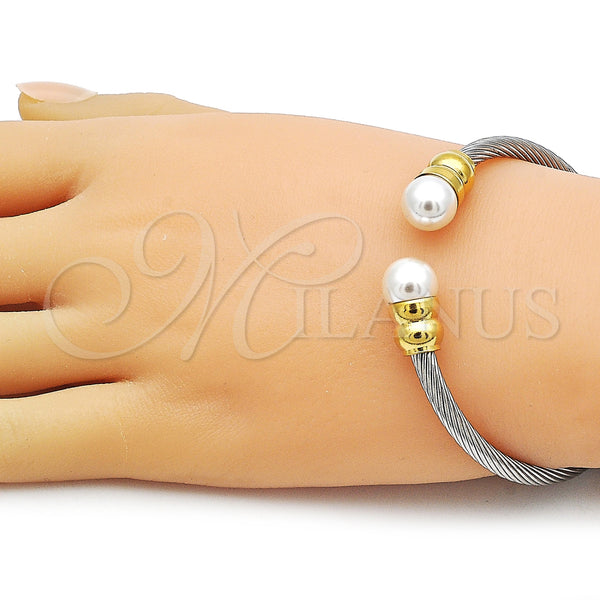 Stainless Steel Jewelry — Individual Bangle Twist and Ball Design with Ivory — alternate product view — SKU 163294 | Acero Inoxidable joyería — Individual Bangle Twist and Ball diseño with Ivory — SKU 163294