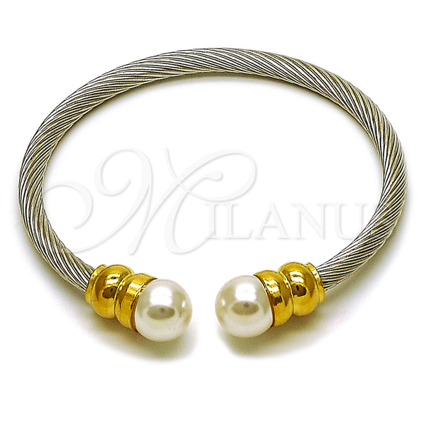 Stainless Steel Jewelry — Individual Bangle Twist and Ball Design with Ivory — main product view — SKU 163294 | Acero Inoxidable joyería — Individual Bangle Twist and Ball diseño with Ivory — SKU 163294