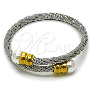 Stainless Steel Jewelry — Individual Bangle Twist and Ball Design with Ivory — main product view — SKU 163297 | Acero Inoxidable joyería — Individual Bangle Twist and Ball diseño with Ivory — SKU 163297