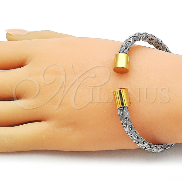 Stainless Steel Jewelry — Individual Bangle Twist Design Polished Two Tone 07. — alternate product view — SKU 163303 | Acero Inoxidable joyería — Individual Bangle Twist diseño pulido Two Tone 07. — SKU 163303