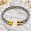 Stainless Steel Individual Bangle, Twist Design, Polished, Two Tone, 07.138.0027.1 (Thickness, One size fits all)