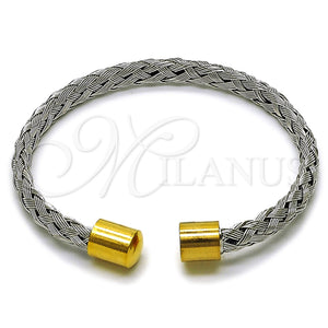 Stainless Steel Jewelry — Individual Bangle Twist Design Polished Two Tone 07. — main product view — SKU 163303 | Acero Inoxidable joyería — Individual Bangle Twist diseño pulido Two Tone 07. — SKU 163303