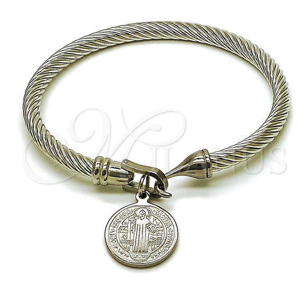 Stainless Steel Individual Bangle, San Benito and Twist Design, Polished, Steel Finish, 07.138.0030.04