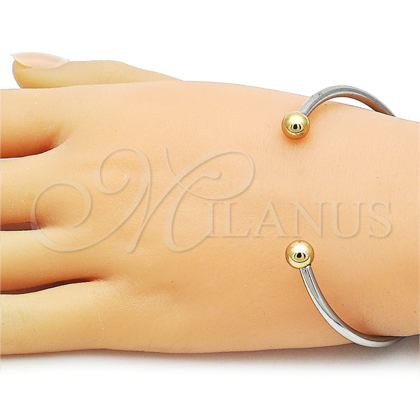 Stainless Steel Jewelry — Individual Bangle Ball Design Polished Two Tone 07. — alternate product view — SKU 163311 | Acero Inoxidable joyería — Individual Bangle Ball diseño pulido Two Tone 07. — SKU 163311