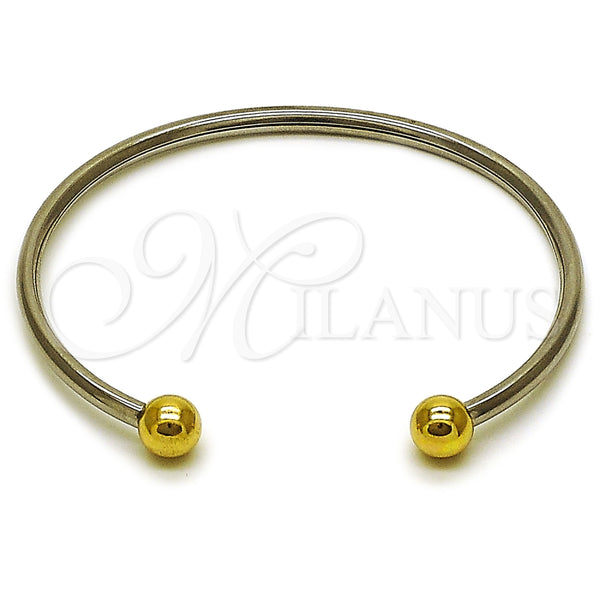 Stainless Steel Individual Bangle, Hollow and Ball Design, Polished, Two Tone, 07.138.0033.1