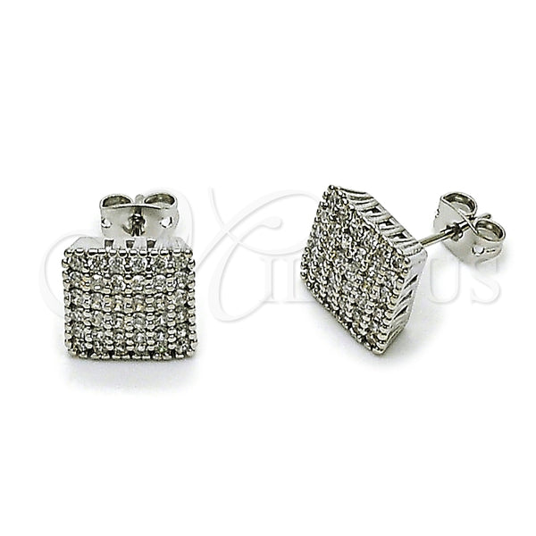 Rhodium Plated Stud Earring, with White Cubic Zirconia, Polished, Rhodium Finish, 02.342.0121.1