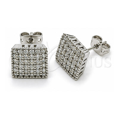 White Gold Filled Stud Earring, with White Cubic Zirconia, Polished, Rhodium Finish, 02.342.0121.1