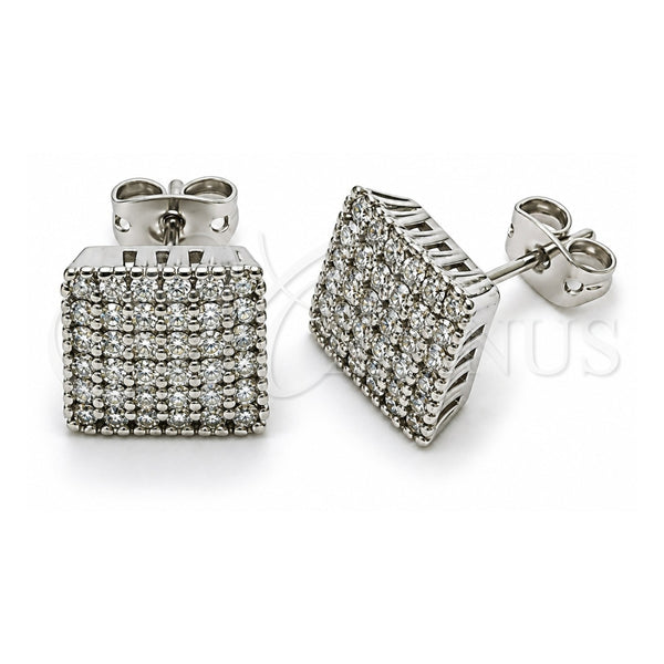 White Gold Filled Stud Earring, with White Cubic Zirconia, Polished, Rhodium Finish, 02.342.0121.1