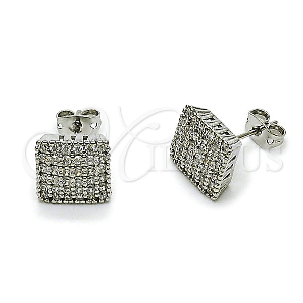 Rhodium Plated Stud Earring, with White Cubic Zirconia, Polished, Rhodium Finish, 02.342.0121.1